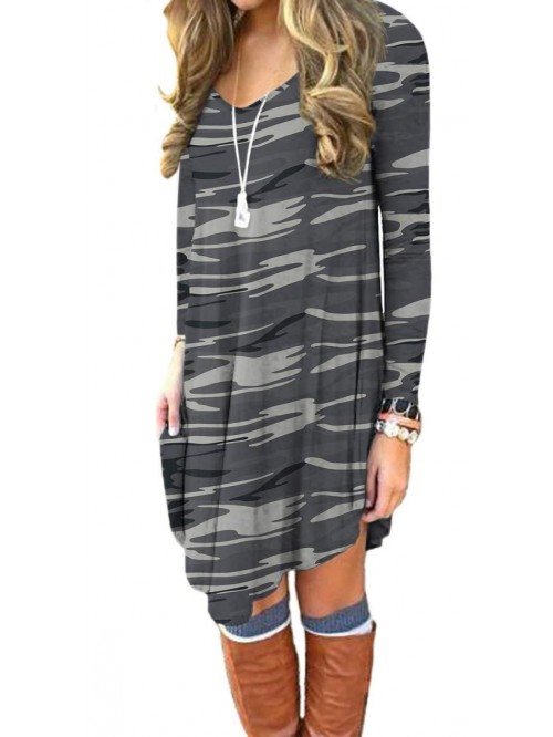 Women's Long Sleeve Casual Loose T-Shirt Dress 