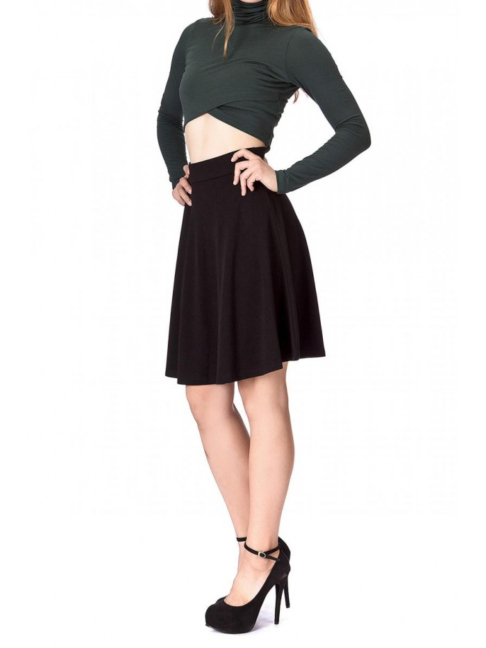 Choice Simple Stretch A-line Flared Knee Length Skirt 