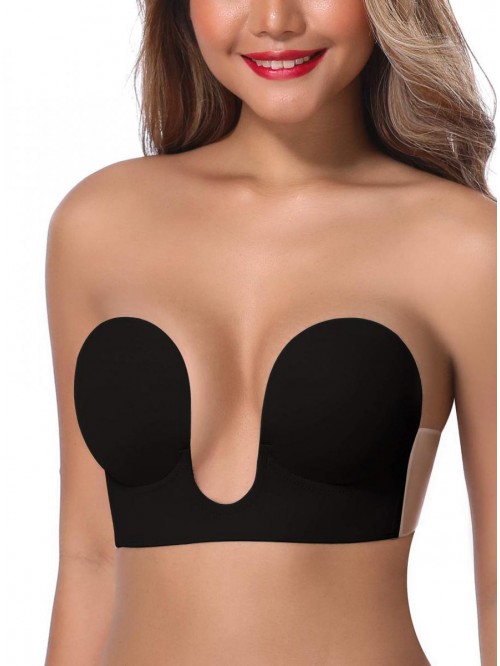 Women's Deep Plunge Strapless Backless Sticky Unde...