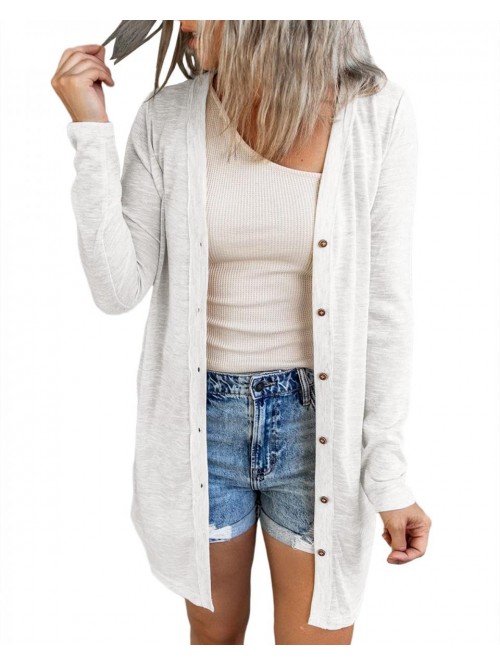 Womens Sheer Long Sleeve Cardigan Spring Button Do...