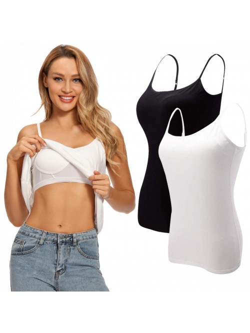 Womens Camisoles Tops with Built in Padded Bra Bas...