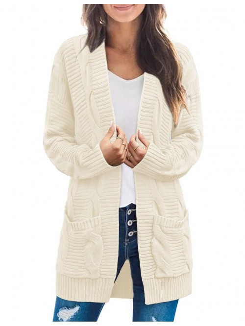 Women's Long Sleeve Cable Knit Cardigan Sweaters O...