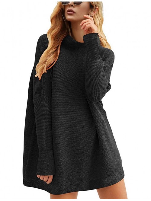 Women Turtleneck Sweater Dress Casual Batwing Long...