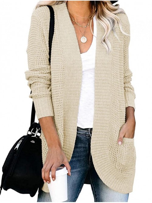 Women’s Open Front Cardigan Long Sleeve Knitted ...