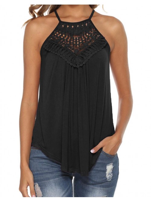 Women's Summer Halter Spaghetti Strap Lace Flowy T...