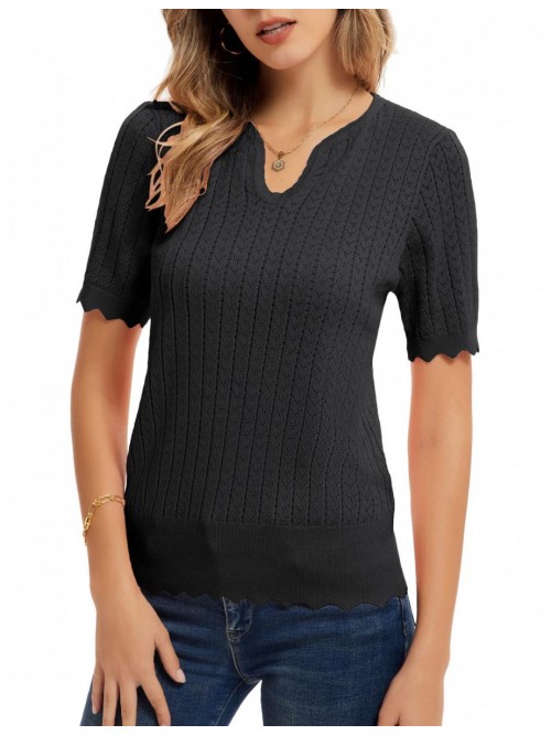 KARIN Womens Pullover Sweater Short Sleeve V Neck ...