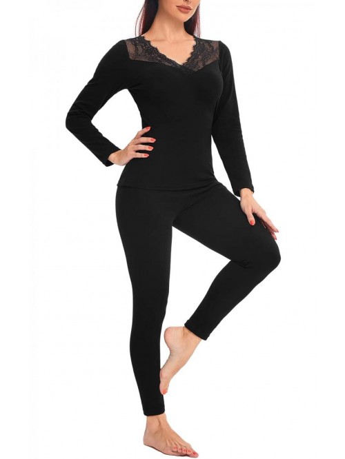 Women's Thermal Underwear Pajamas Set Fleece Lined...