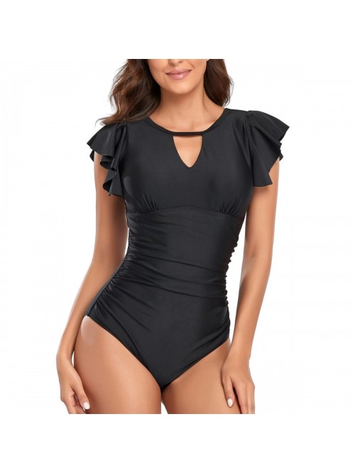 Women's High Neck One Piece Swimsuit Ruffle Slimmi...