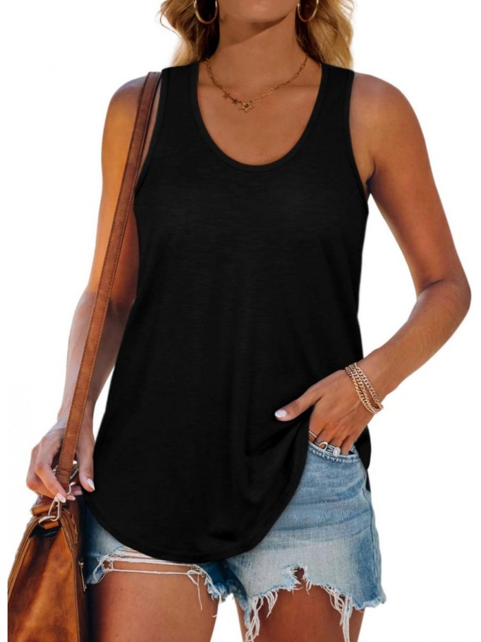 Womens Racerback Tank Tops Loose Fit Causal Summer U Neck 