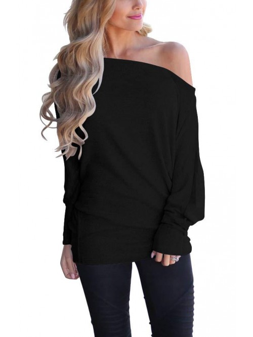 Women's Off Shoulder Long Sleeve Oversized Pullove...