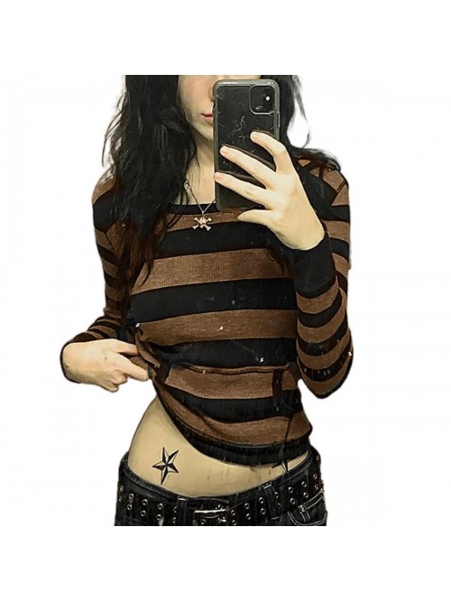 Striped Long Sleeve Hoodies Casual Kangaroo Pocket...