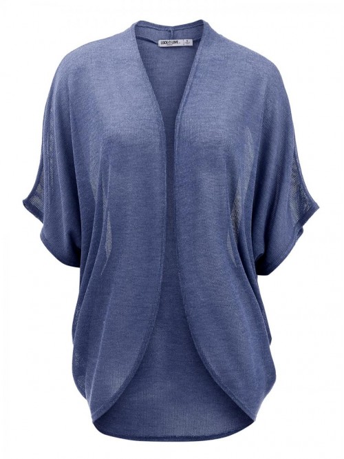 Short Sleeve Open-Front Batwing Cardigan - Made in...