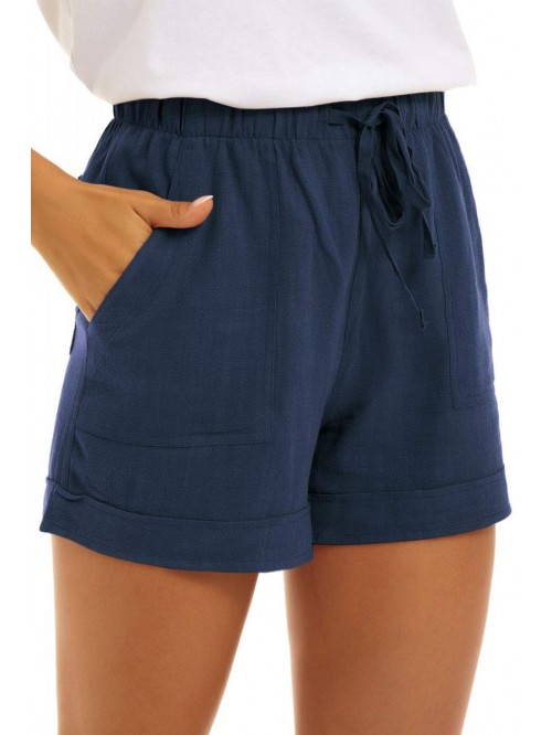 Women Casual Cotton Shorts Drawstring Comfy Elasti...