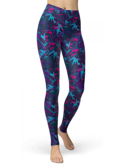 Women's 80s Leggings Artistic Splash Printed Butte...