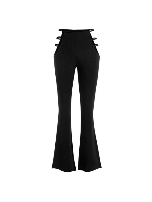 Women's High Waist Cut Out Pants Ladder Bootcut Te...