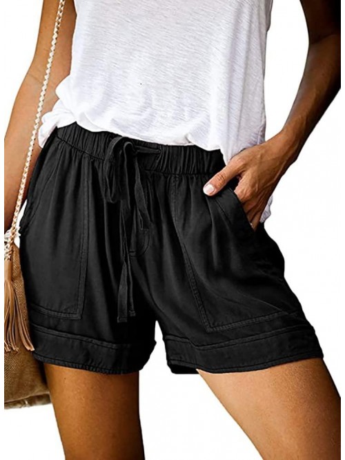 Shorts for Women Cozy Elastic Waist Drawstring Cas...