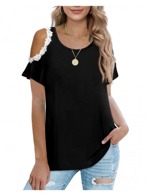 Cold Shoulder Tops for Women Casual Summer Shirts ...