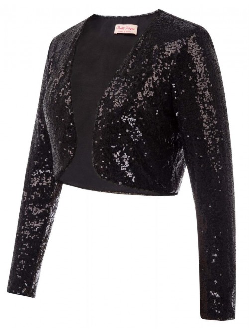 Poque Women's Sequin Jacket Long Sleeve Open Front...