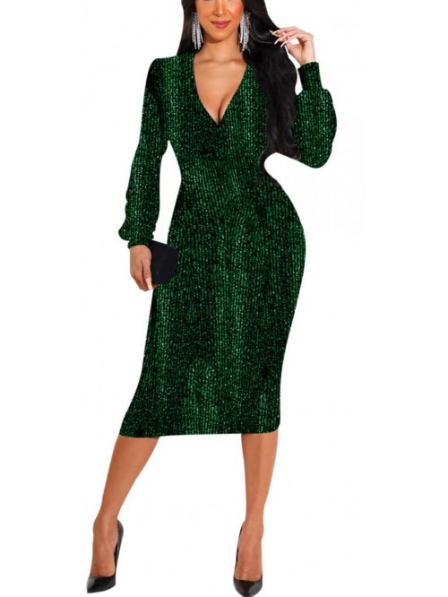 Women's Sparkly Dresses Long Sleeve Bodycon Sequin...