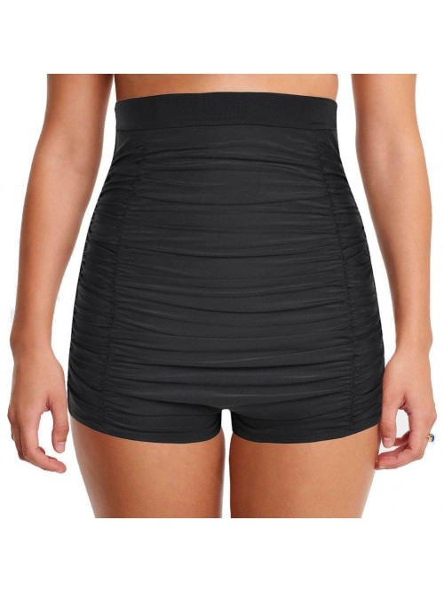 Women's Super High Waist Swim Shorts Shirred Tummy...