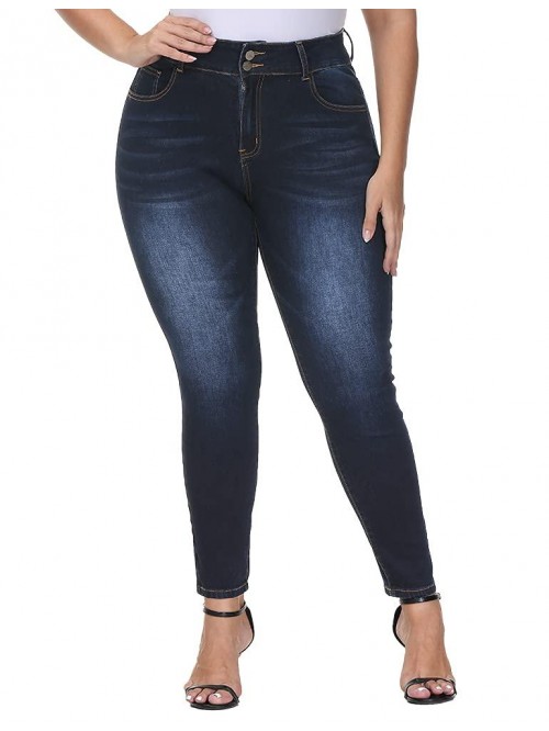 Plus Size Jeans for Women High Waisted Stretch Rip...