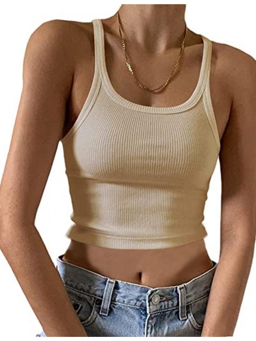 Women's Sleeveless Crop Tank Top Slim Fit Scoop Ne...