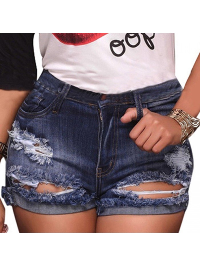 Women's Stretchy Denim Jean Shorts with Pockets 