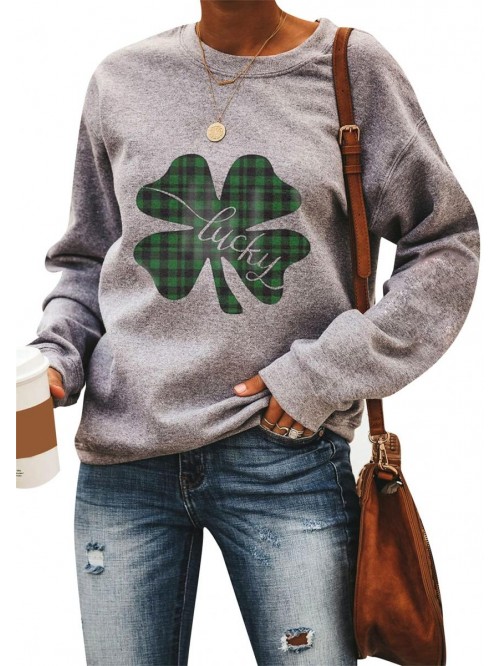 St. Patrick's Day Print Casual Sweatshirt Short/Lo...