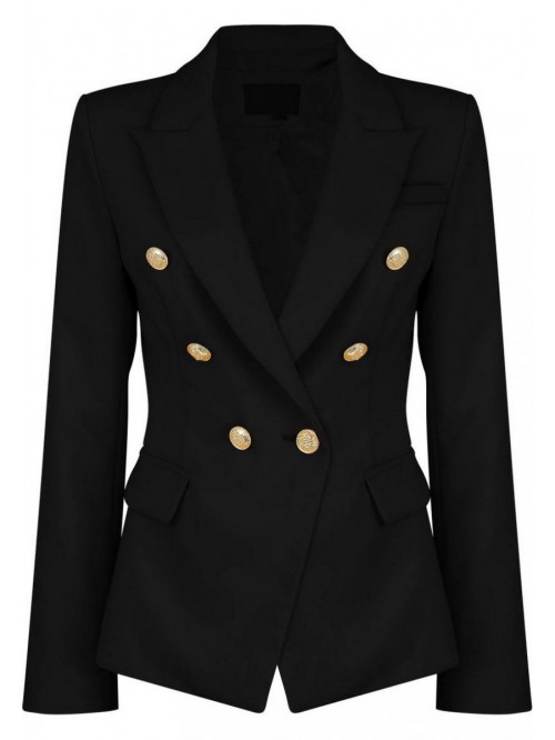 Double Breasted Military Style Blazer Ladies Coat ...