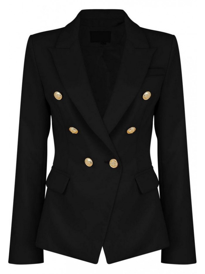 Double Breasted Military Style Blazer Ladies Coat Jacket 