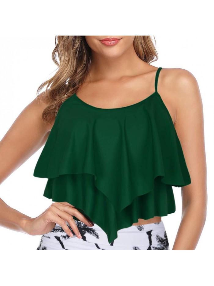 Women's Bikini Top Flounce Crop Top Falbala Ruffle Bathing Suit Top 