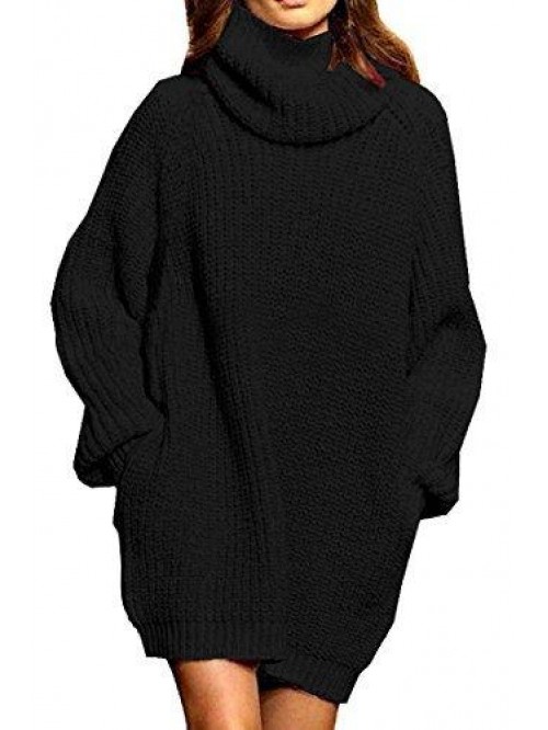 Queen Women's Loose Turtleneck Oversize Long Pullo...