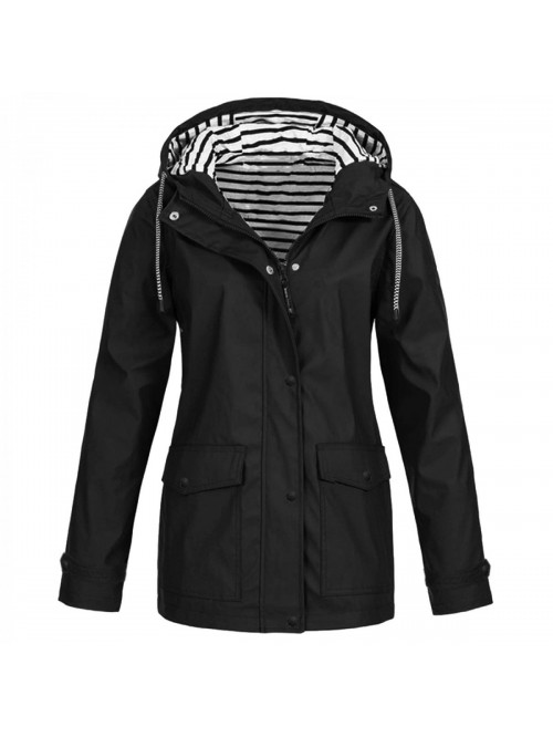 for Women Winter Solid Rain Jacket Outdoor Plus Wa...