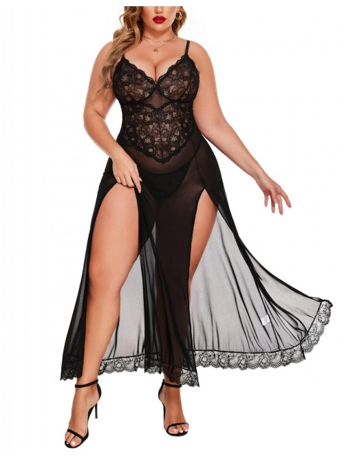 Plus Size Lingerie For Women Babydoll Sexy Mesh Ma...