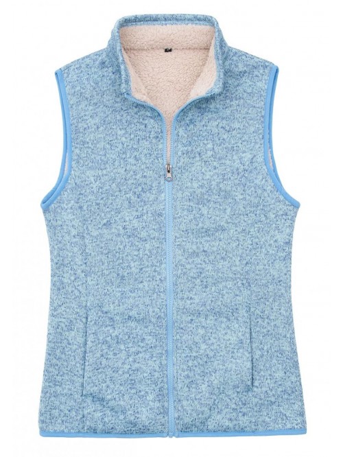 Women's Zip Up Sweater Fleece Vest, Sherpa Lined W...