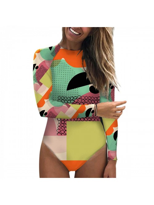 Swimsuit for Womens Long Sleeve Rash Guard UV Prot...