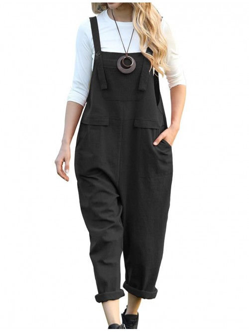 Women Long Casual Loose Bib Pants Overalls Baggy R...