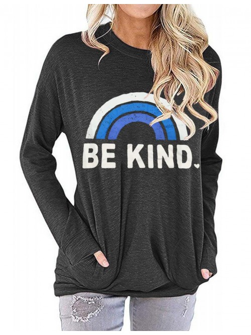 Womens Be Kind Tank Tops Casual Short Sleeve Rainb...