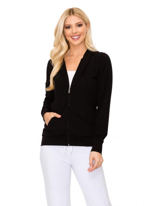 Comfy Cotton Casual Active Full Zip-up Plain Hoodi...