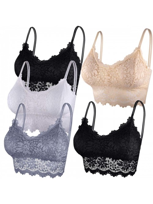 5 Pcs Lace Bralettes for Women Bralette Padded Lac...