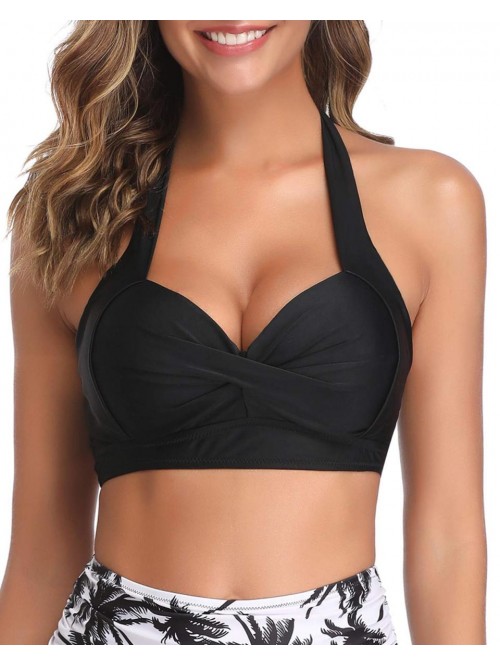 Me Women Bikini Top Push Up Swim Top Halter Retro ...