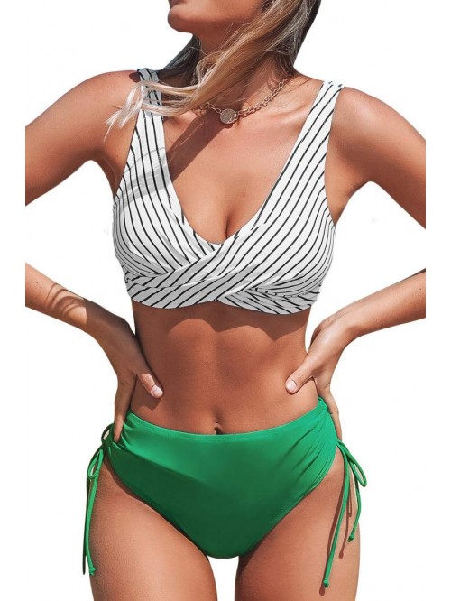 Women's Bikini Swimsuit Front Cross Lace Up Two Pi...