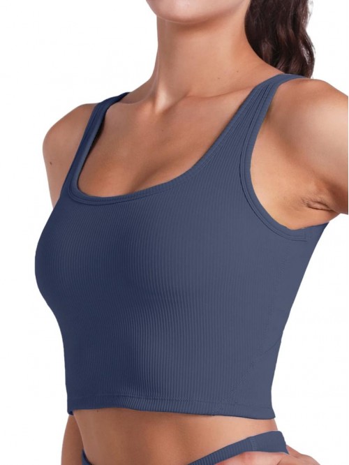 Longline Sports Bra Tank Top Bra Top for Women Sea...