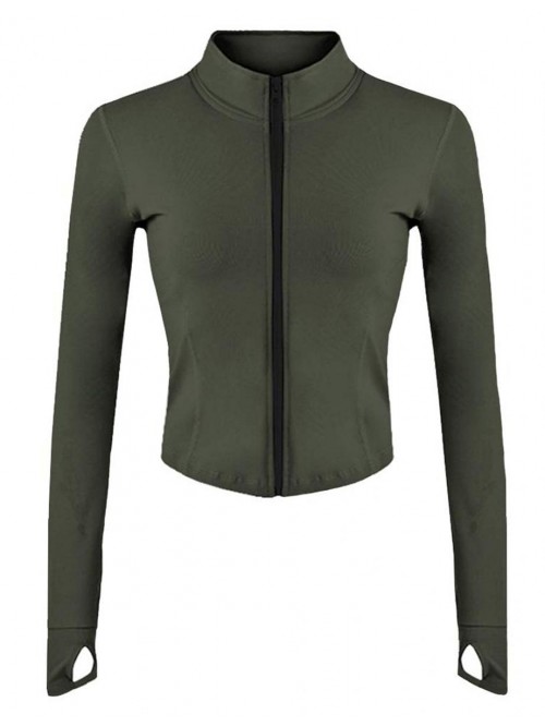 Women's Full Zip Seamless Workout Jacket Running Y...