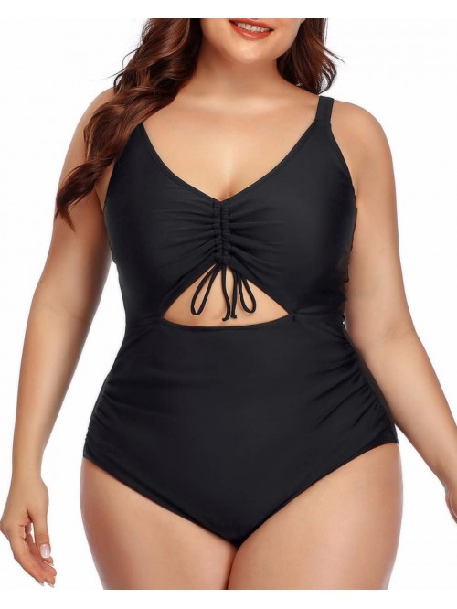 Women Plus Size Cutout One Piece Swimsuits V Neck ...