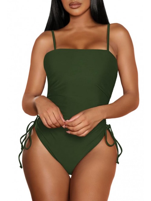 One Piece Swimsuit for Women Square Neck Tummy Con...