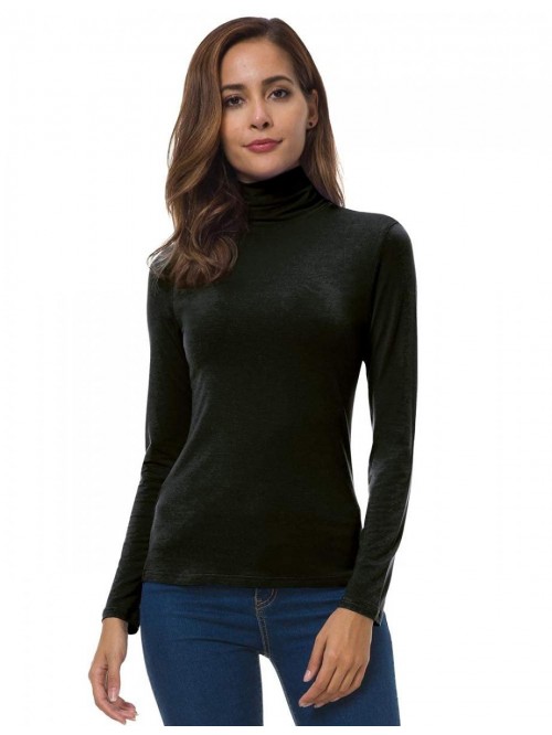 Womens Long Sleeve Turtleneck Lightweight Slim Act...