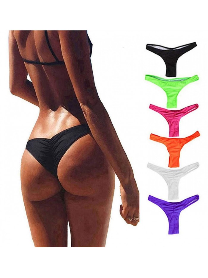 FOCUSSEXY Women's Hot Summer Brazilian Beachwear Bikini Bottom Thong Swimwear