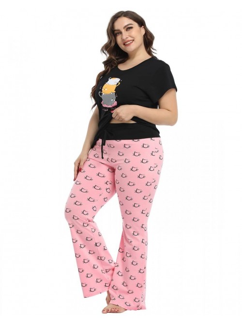 HDE Plus Size Pajamas for Women Pajama Set Two Pie...