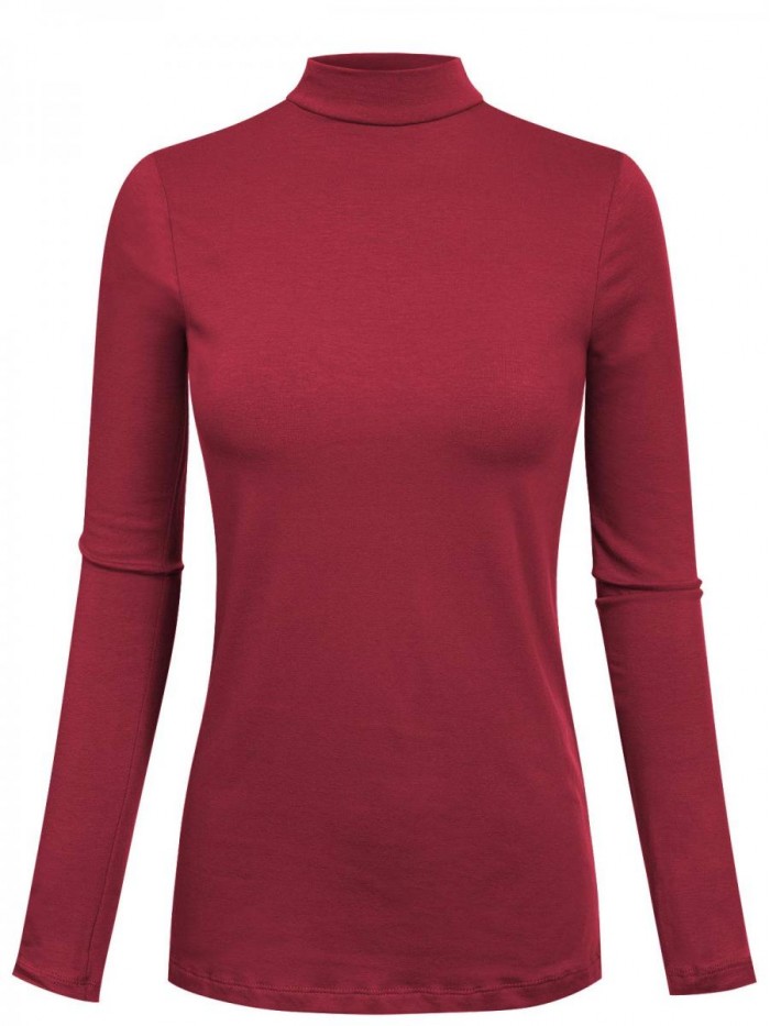 MixMatchy Women's Solid Tight Fit Lightweight Long Sleeves Mock Neck Top